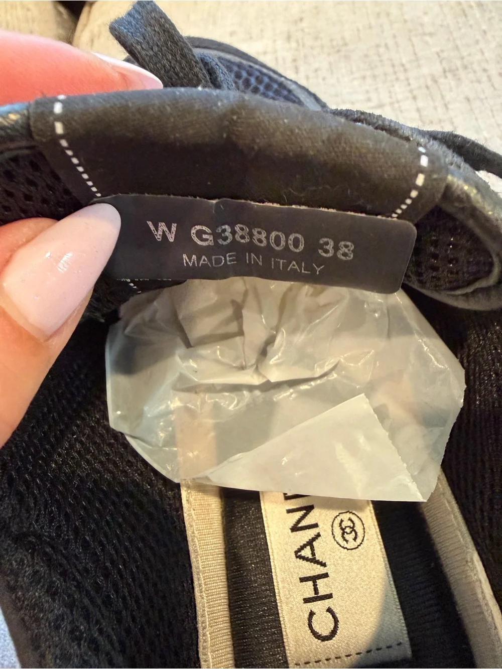 CHANEL Calfskin Mesh Lycra Suede Womens Logo Sneakers ⭐️size 38 AUTHENTIC